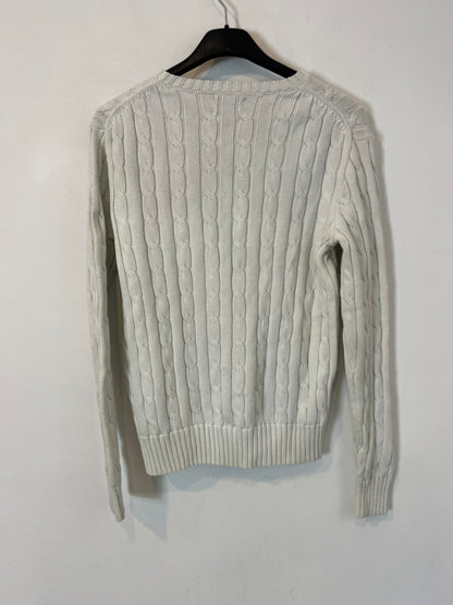 POLO RALPH LAUREN. Off-white cable-knit sweater. TS