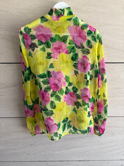 PAROSH. Green floral blouse TU (s/m)