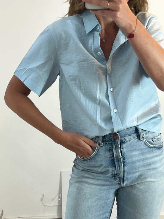 DOLCE&amp;GABBANA. Blue plumeti blouse TM/L