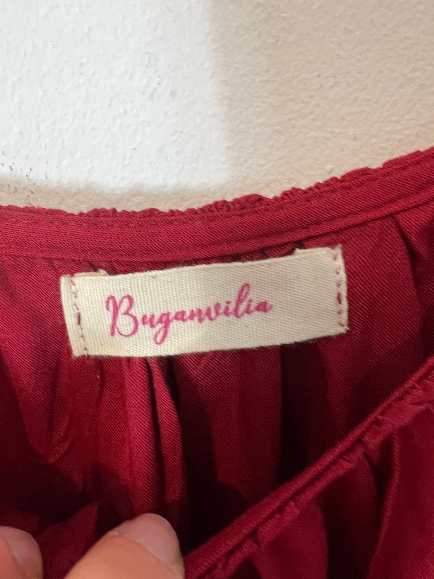 BUGANVILIA. Vestido fluido largo burdeos T.3xl