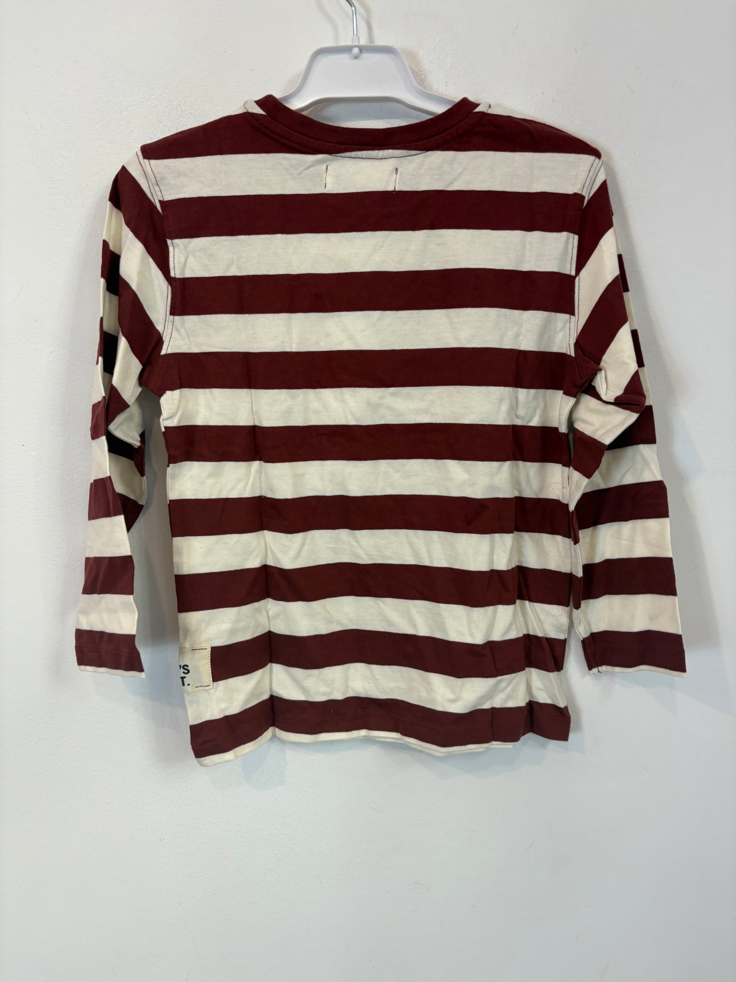 ZARA. Camiseta rayas burdeos media manga. T 6 años