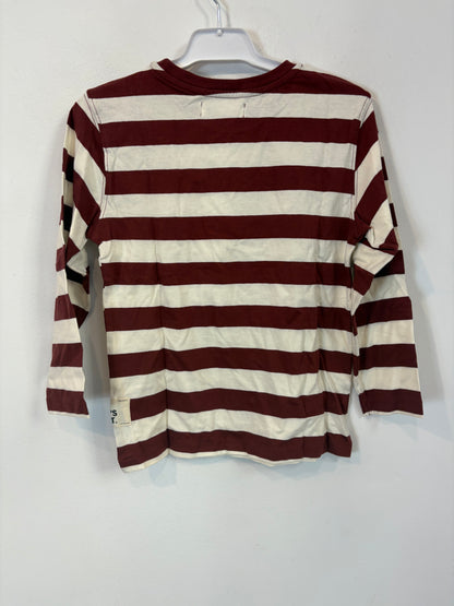 ZARA. Camiseta rayas burdeos media manga. T 6 años