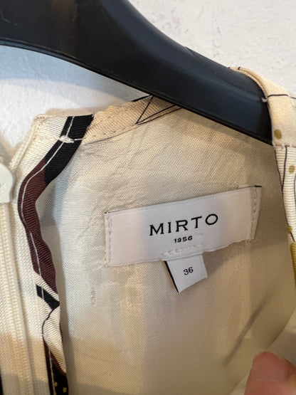 MIRTO. Vestido largo estampado hombreras. T 36
