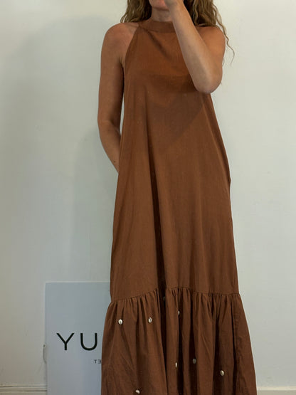 WAMY. Brown dress with snails, size S/M