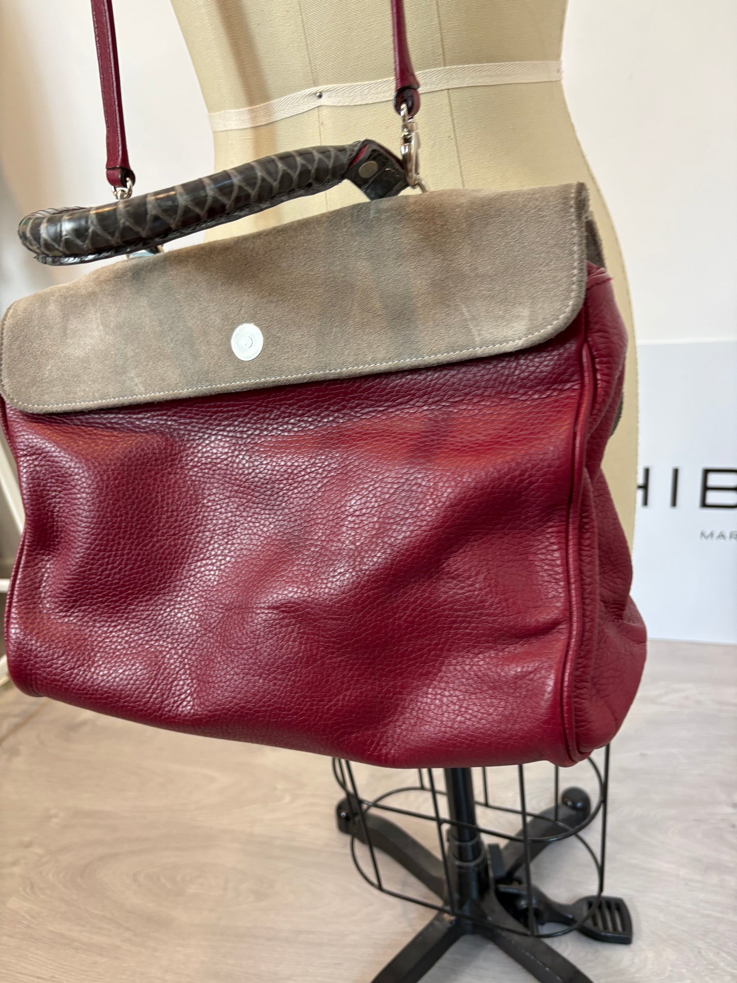 TITA MADRID. Bolso bicolor piel (tara)