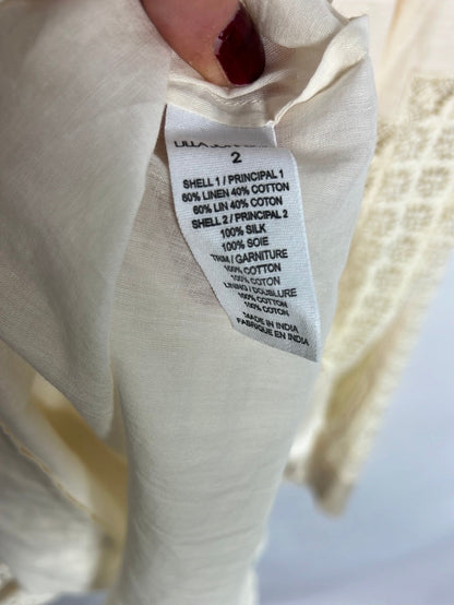 ULLA JOHNSON. Falda midi beige texturas.,T2(M)