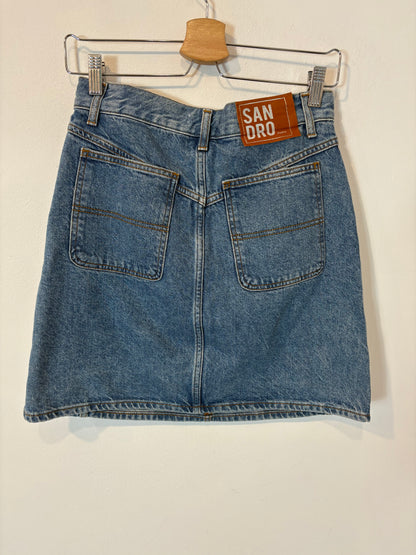 SANDRO. Falda denim abalorios