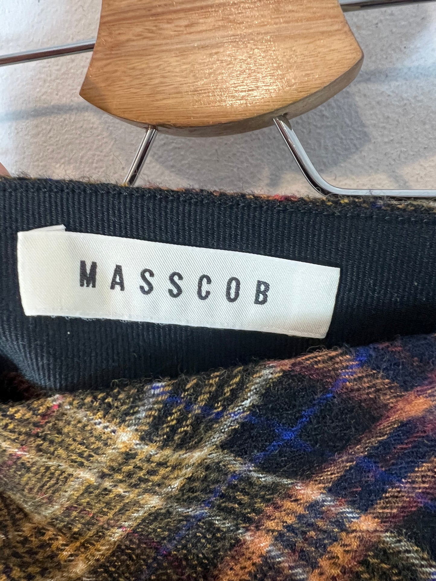 MASSCOB. Falda  cuadros marrones lanaT.36