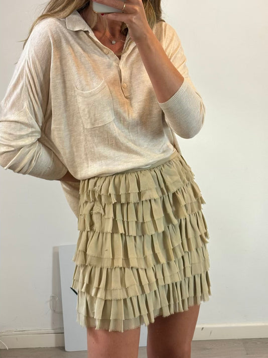 MICHAEL KORS. Falda corta seda volantes