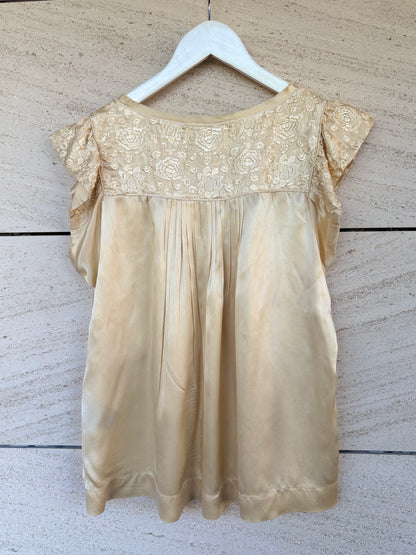 ISABEL MARAN ETOILÉ. Blusa beige seda bordada T.0(XS)