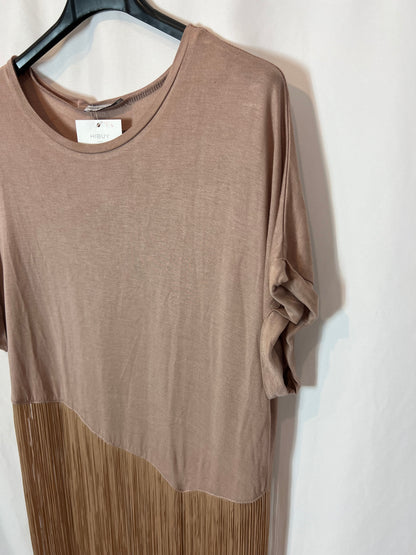 ZARA. Camiseta rosa flecos T.s