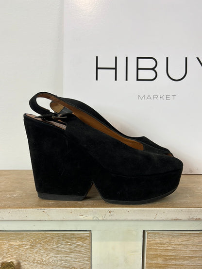 CLERGERIE. Sandalias plataforma negros T.39