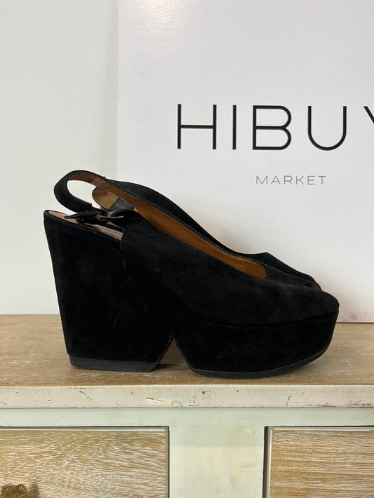 CLERGERIE. Black platform sandals, size 39