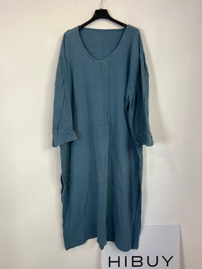 OTHERS. Long blue bambula dress. TM/L