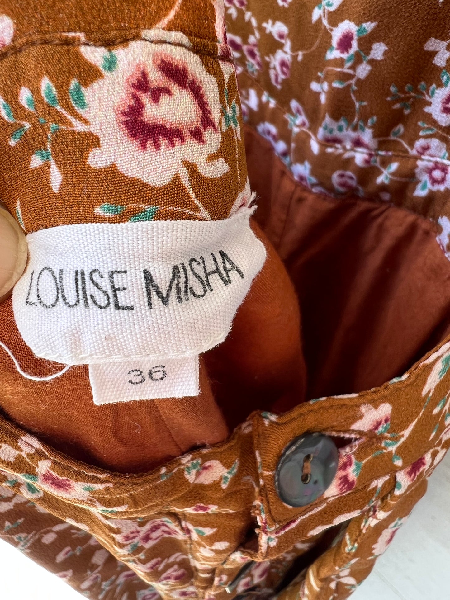 LOUISE MISHA. Peto fluido camel flores. T 36