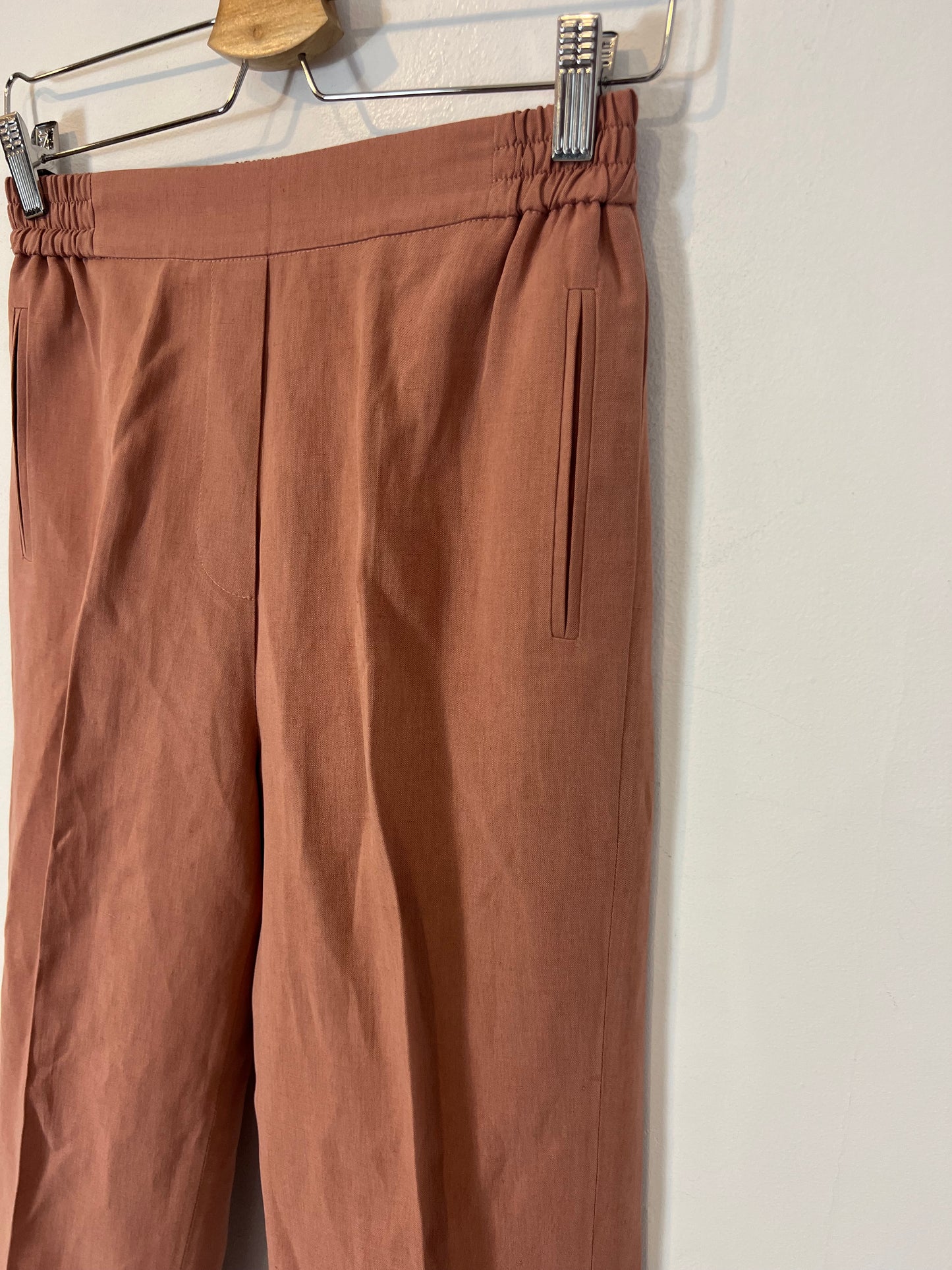 ETRO. Pantalón lino y seda rosa palo. T 34