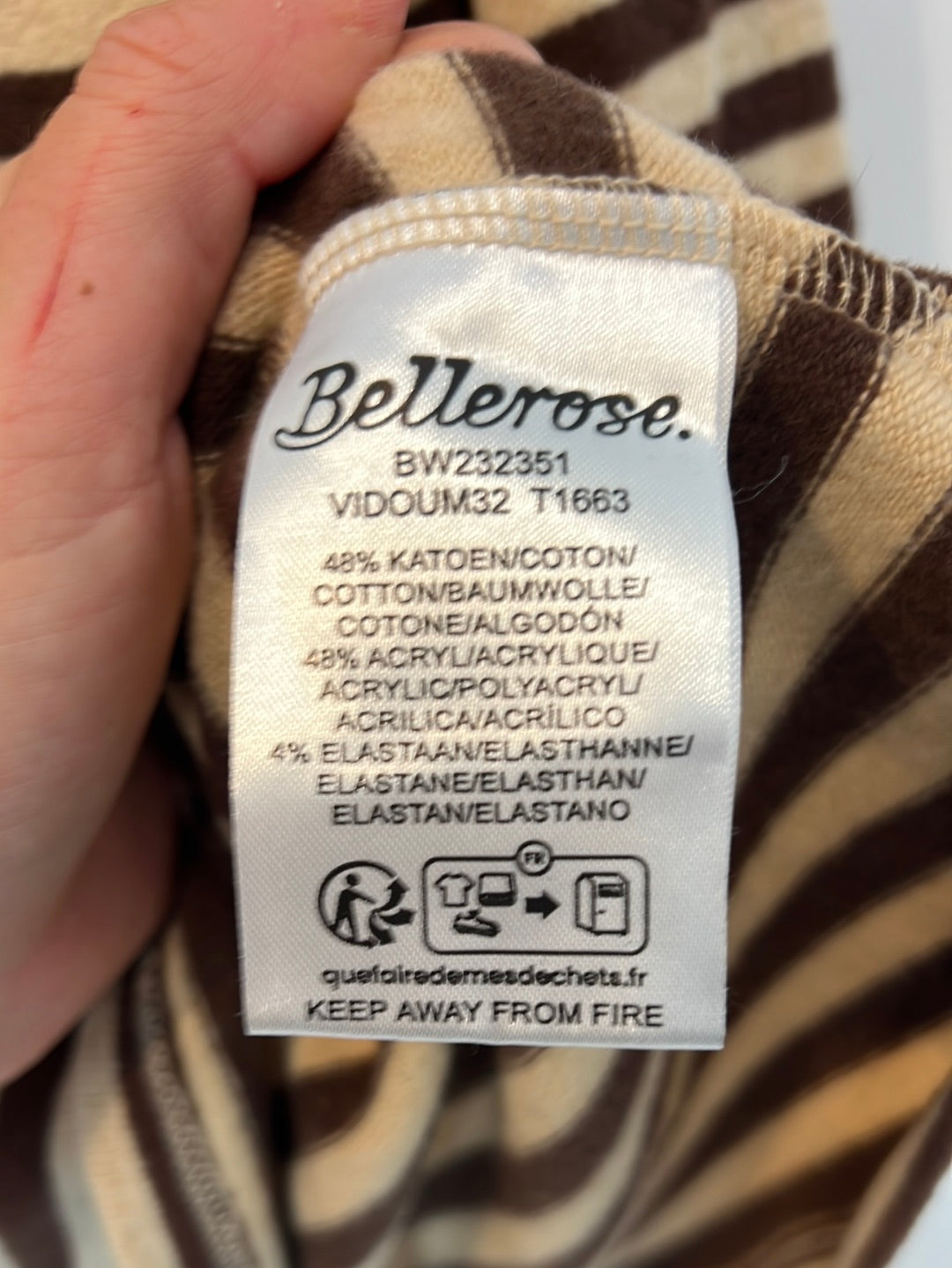 BELLEROSE. Striped sweater with sleeve detail. Size 0 (S)