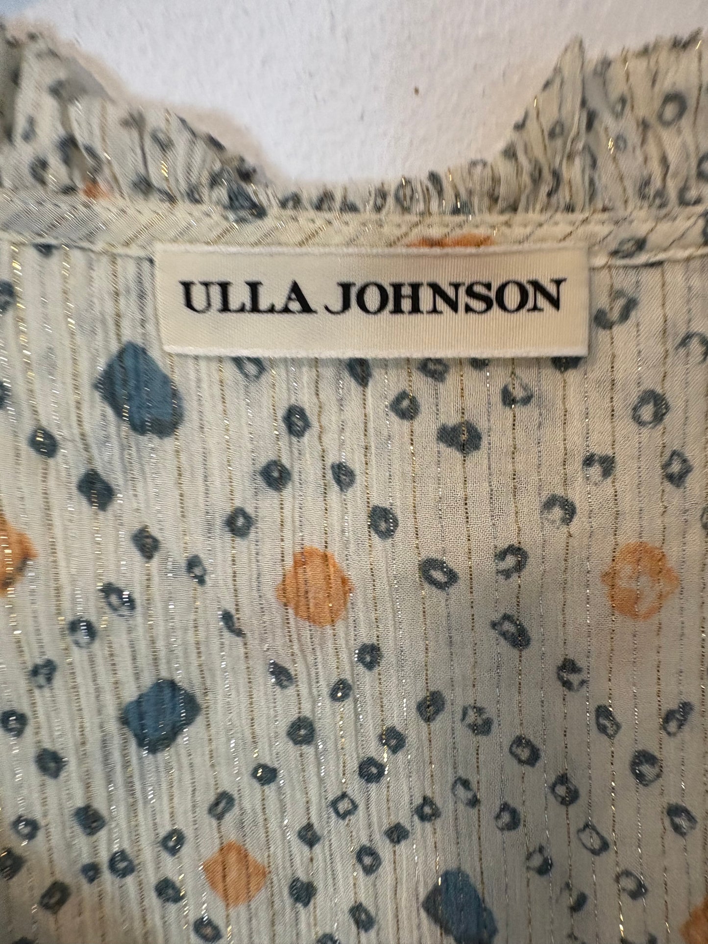 ULLA JOHNSON. Blusa estampada hilos brillo