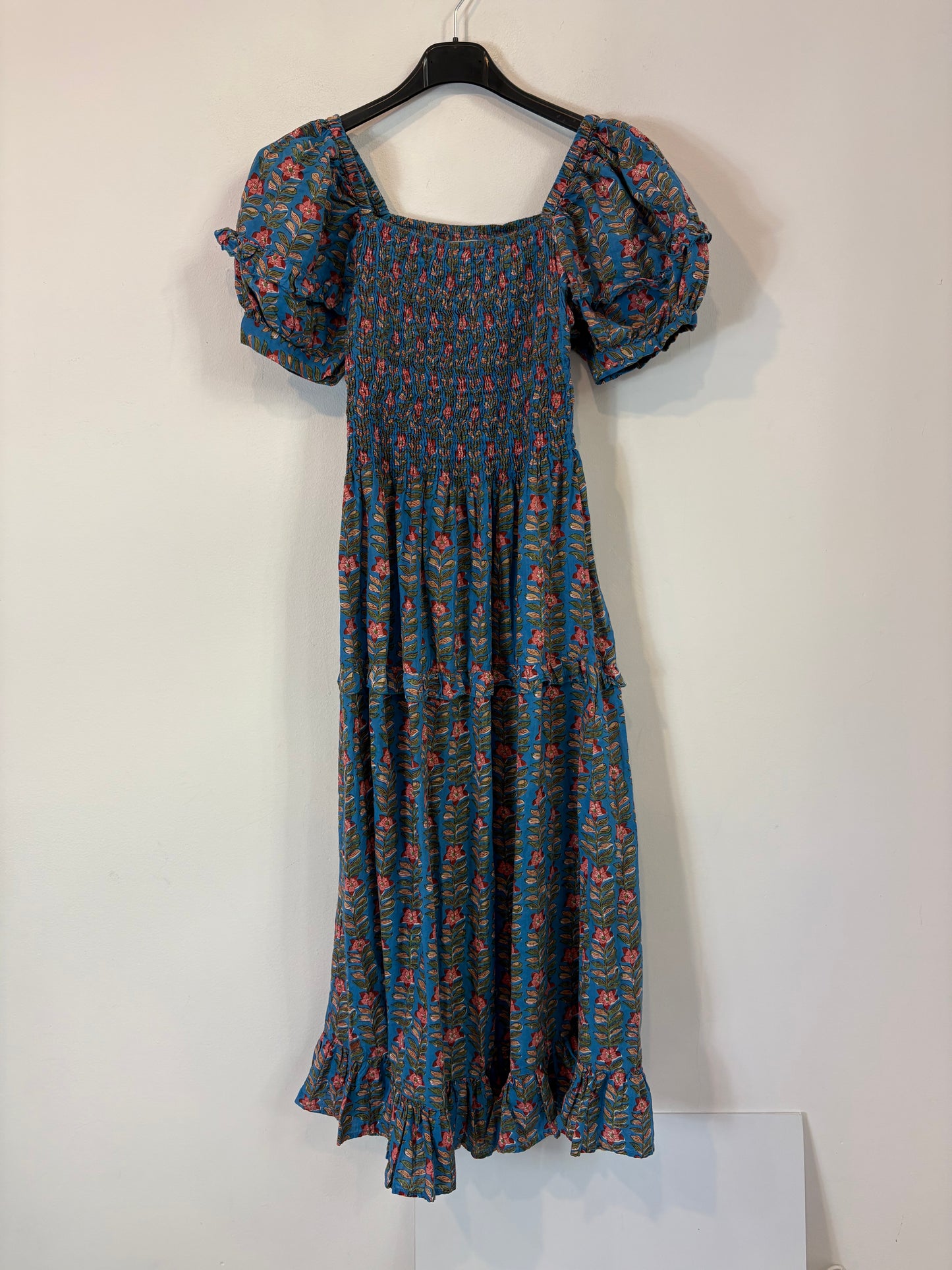 CARILOO. Vestido azul flores T.xs/s