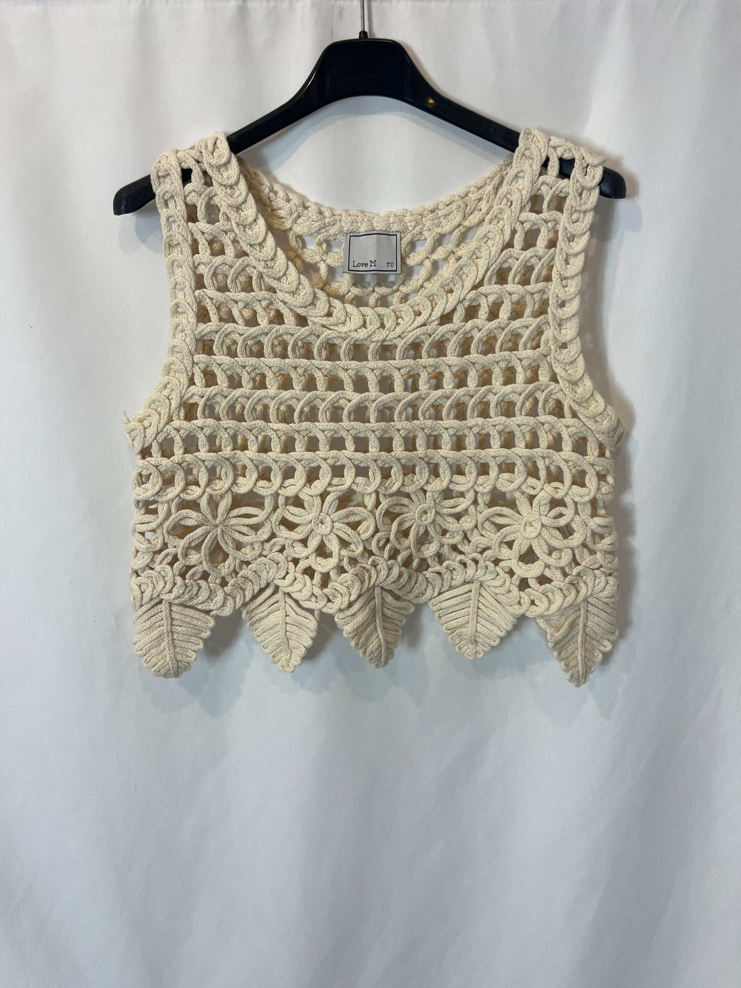 LOVE M. Top crochet beige. TU (S)