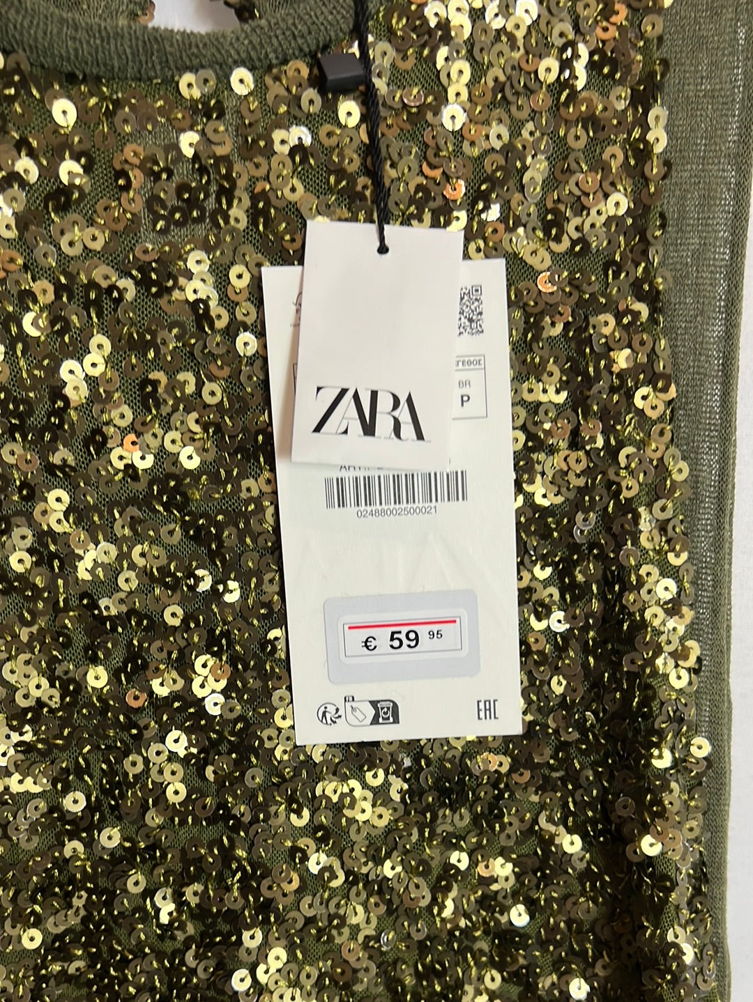 ZARA. Vestido mido doble capa lentejuelas y gasa. T M