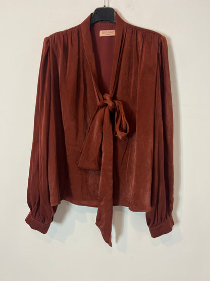 BIMANI. Blusa marrón textura lazada. T L