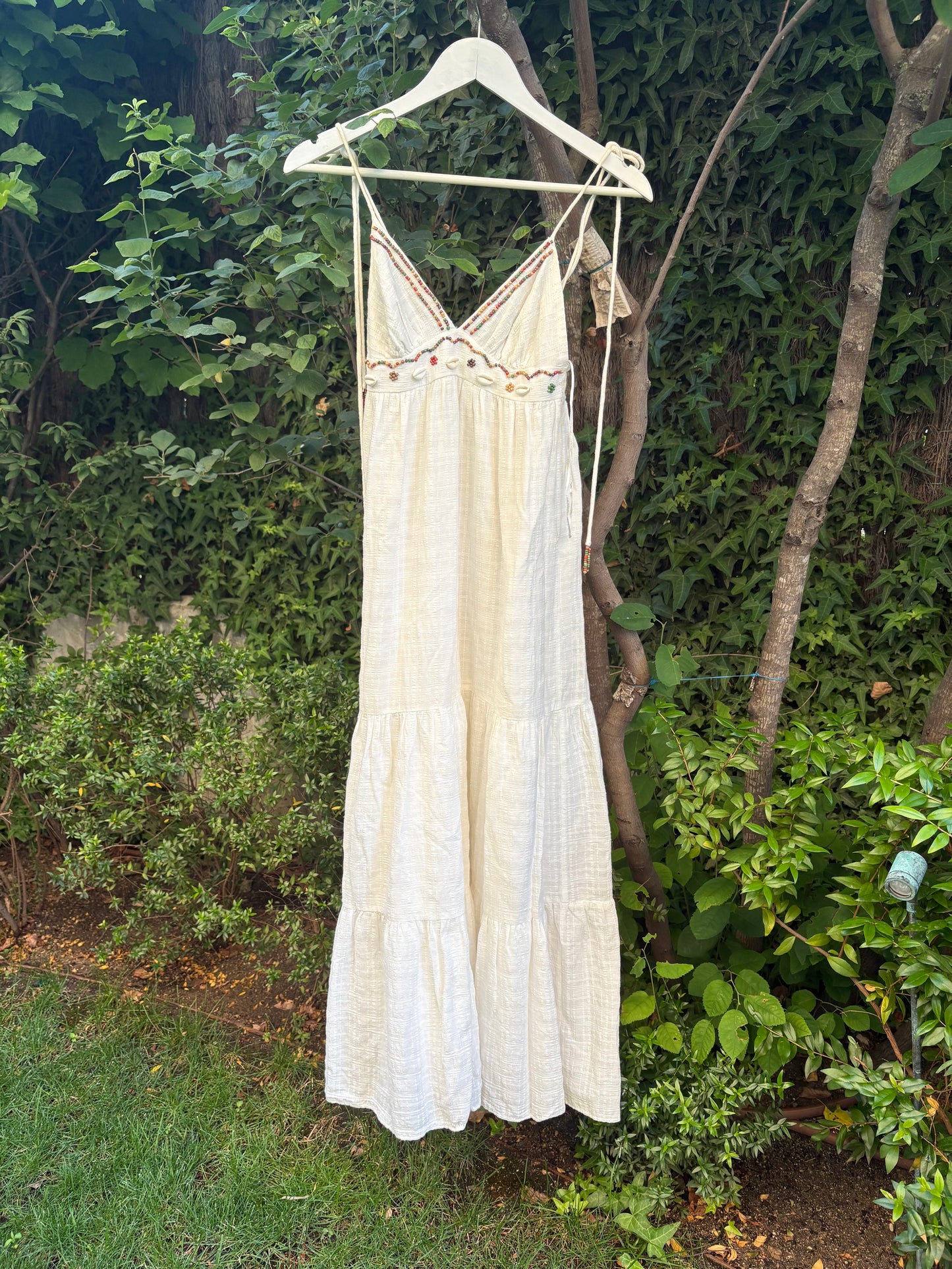 Vestido largo blanco conchas