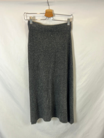 ZARA. Falda midi gris punto T.s