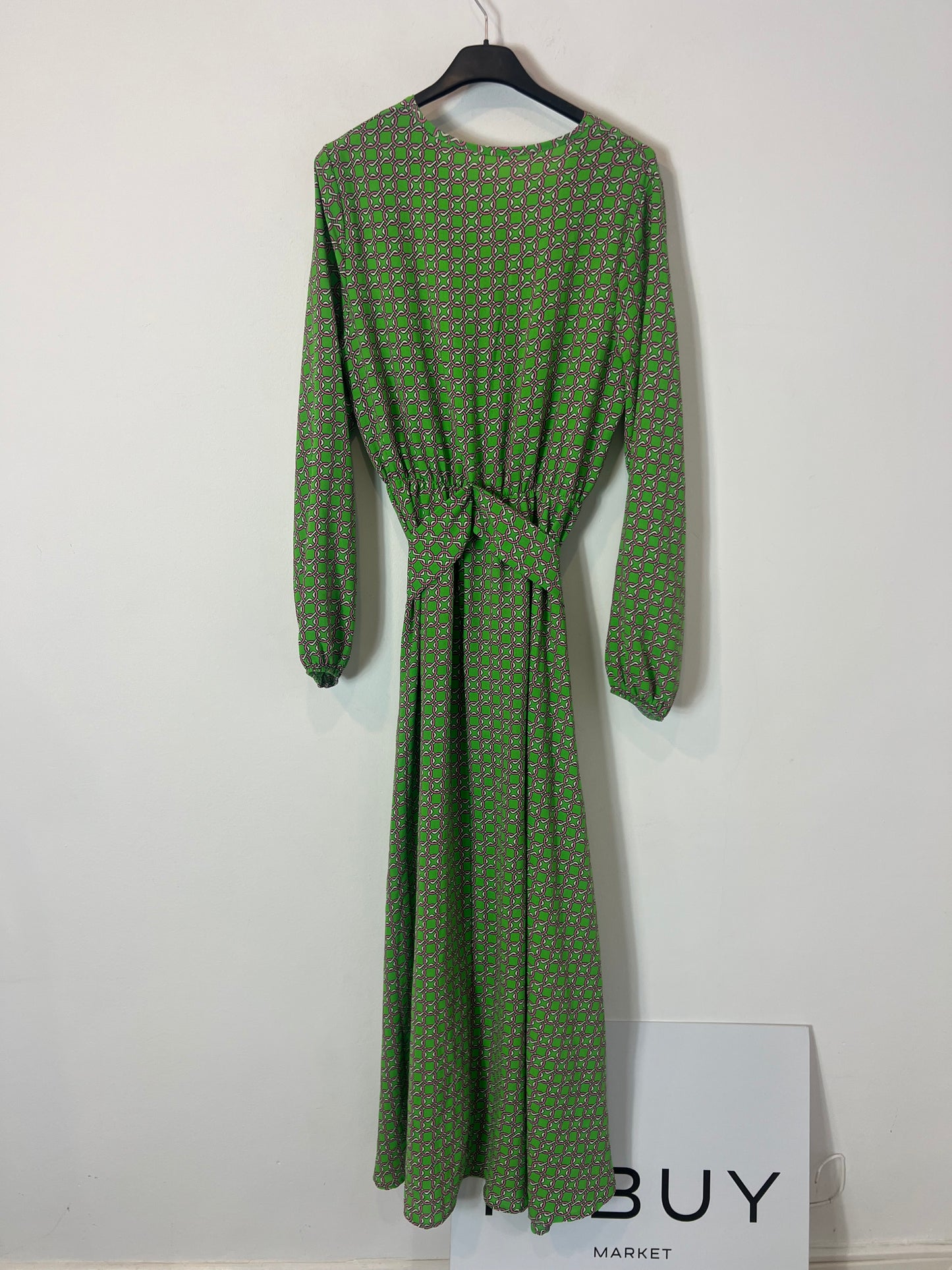 OTHERS. Long green printed dress. TS/M