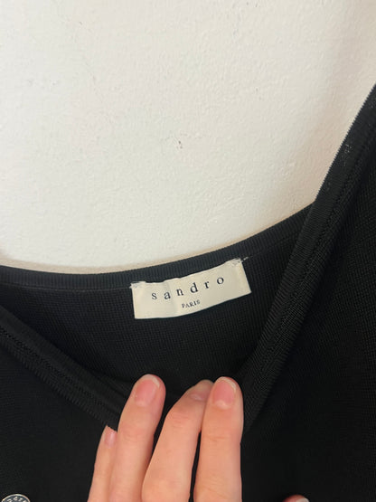 SANDRO. Vestido punto botones T.36