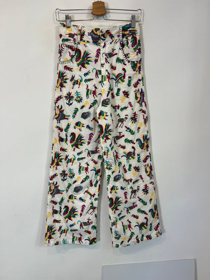 MICHONET. Pantalón blanco bordado T.s