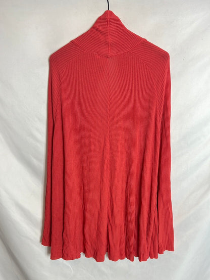 ANNA BELLONI. Fluid cape-effect ribbed cardigan. TM