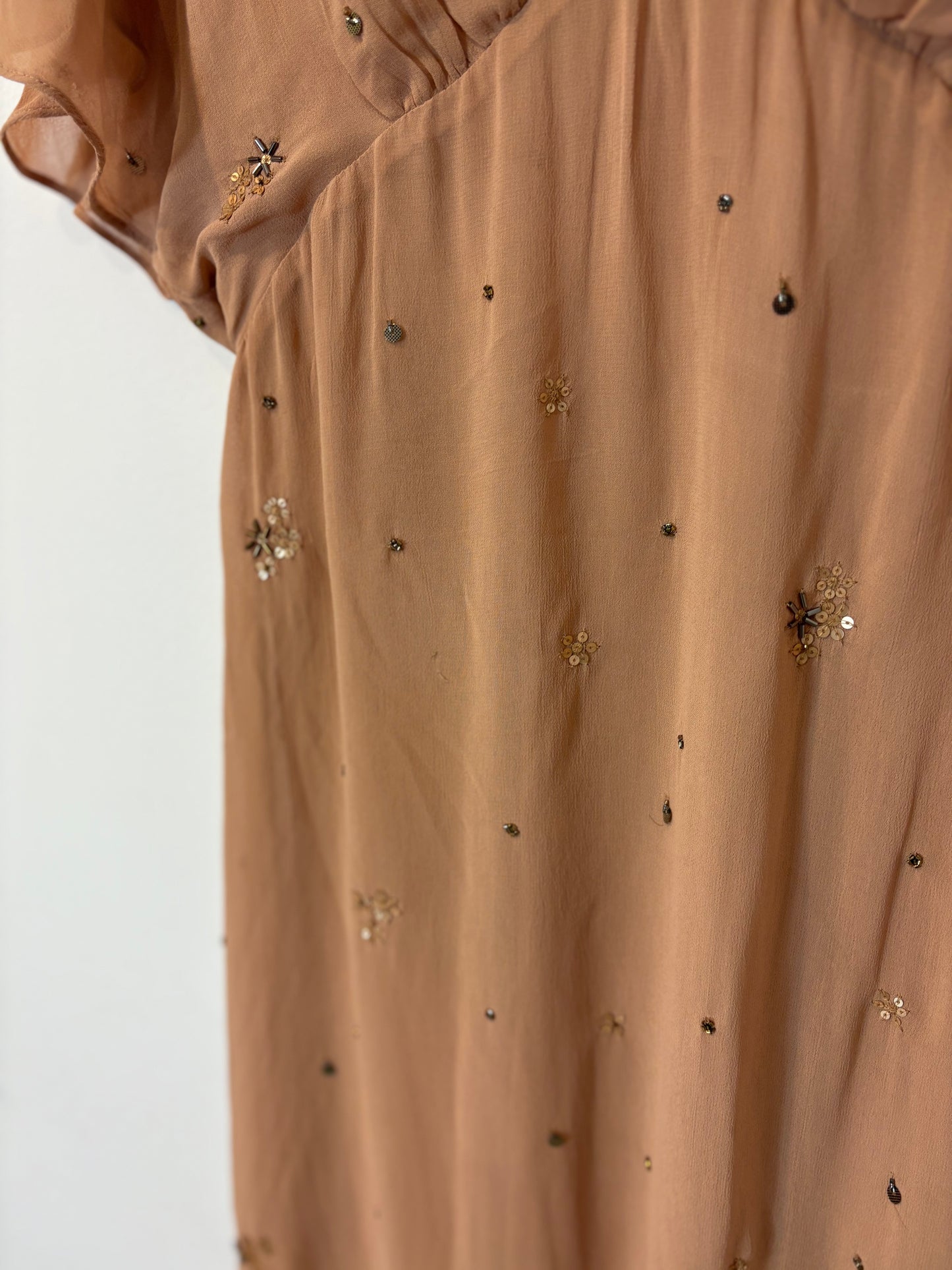 ZARA. Vestido gasa detalles lentejuelas
