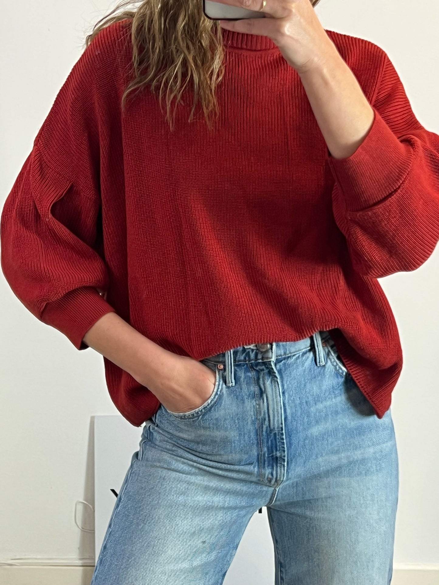 EMES. Reddish wool sweater with sleeve detail S.2(M)