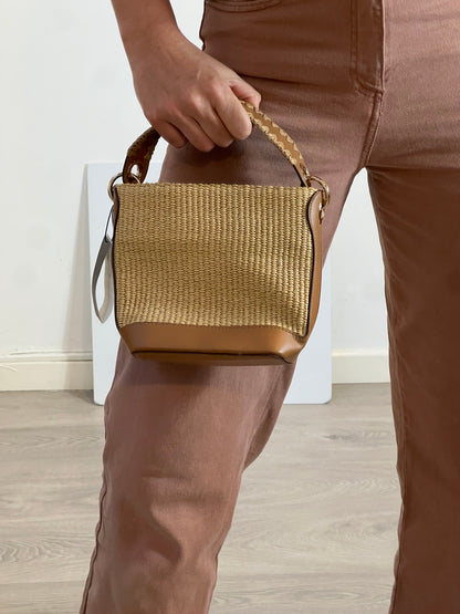 PARFOIS. Mini double handle raffia bag