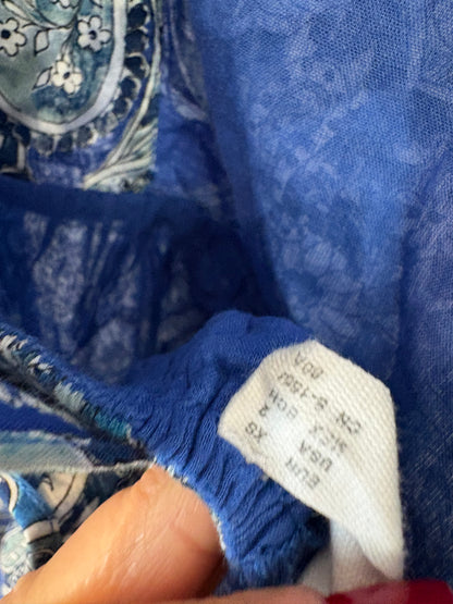MANGO. Vestido con estampado azul