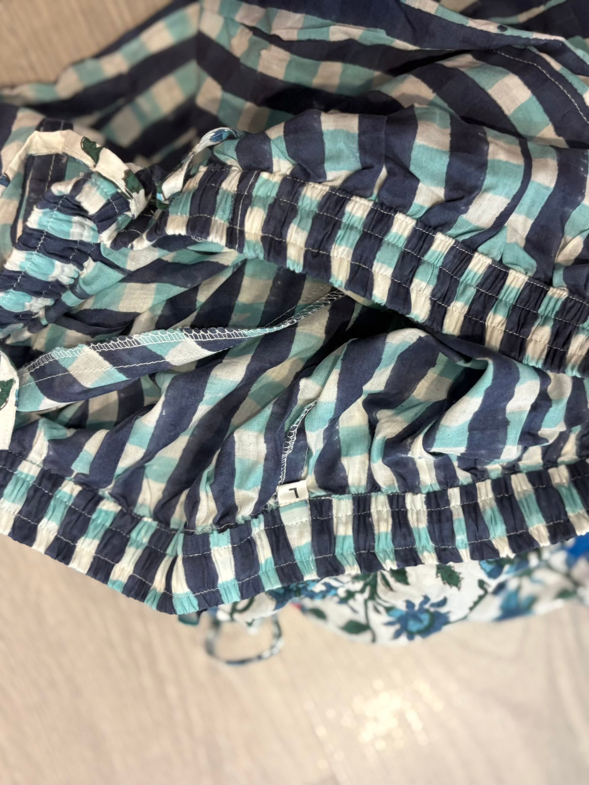 ITURRI ENEA. Conjunto pijamero flores azules y cuadros (varias tallas)