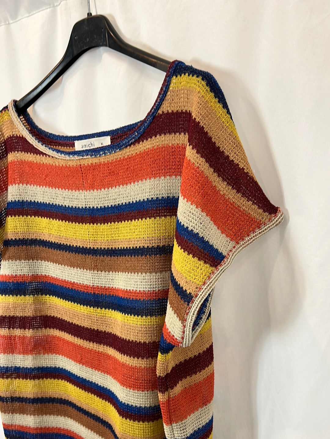 AMICHI. Striped knit top. Size XL