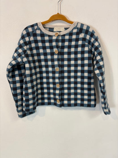 MI CANESÚ. Chaqueta punto cuadros con lana. T 36 meses