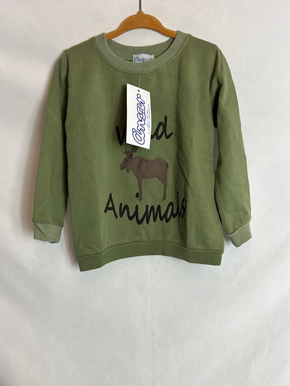 ANCAR. Green hunting sweatshirt with animal design