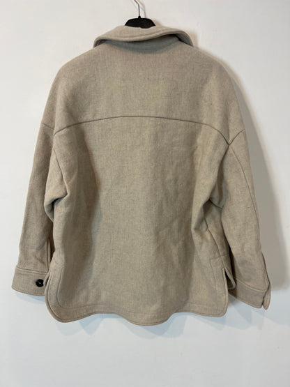 ZARA. Chaqueta lana beige botones T.m