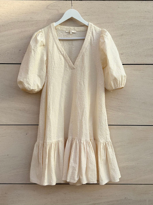 MAJE. vestido corto beige textura