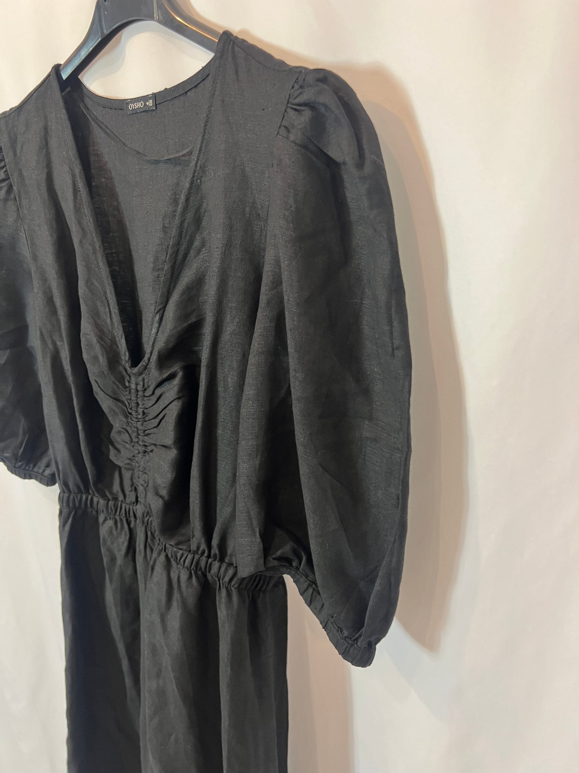 oysho black linen dress OYSHO. Black midi dress with linen. TS Hibuy market