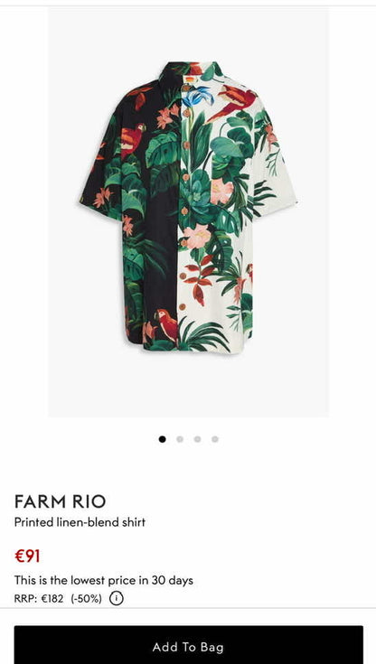 FARM RIO. Camisa lino estampado tropical