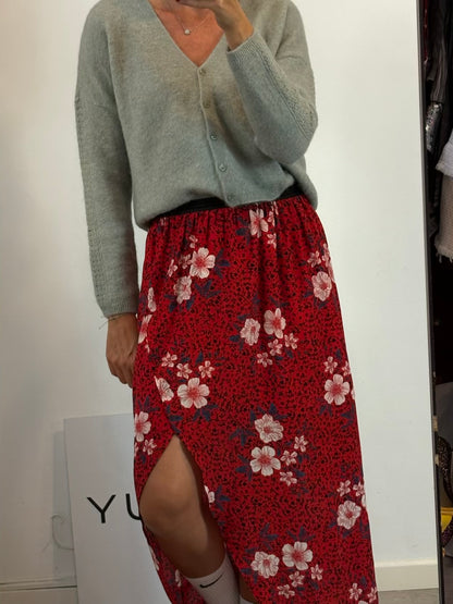 ZADIG & VOLTAIRE . Falda larga seda en rojo abertura