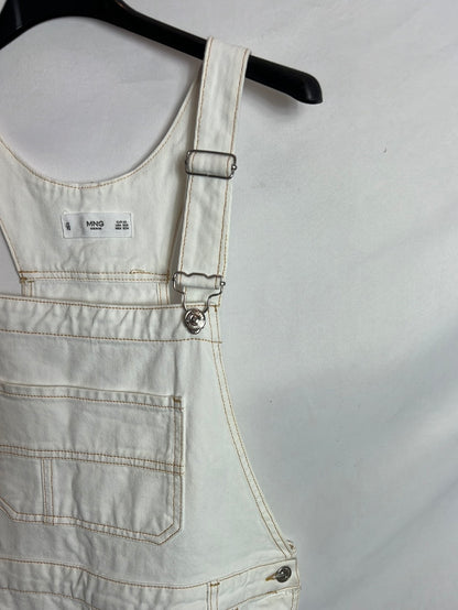 MANGO. Peto vaquero blanco costuras. T XS