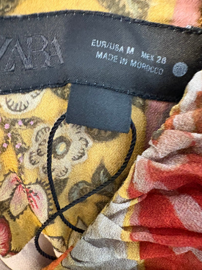 ZARA. Vestido midi vaporoso estamapdo