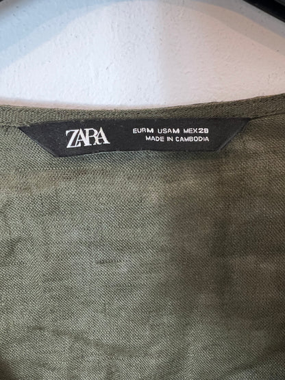 ZARA. Dark green linen blouse. TM