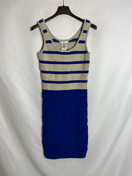 MANGO. Two-tone textured fitted dress. TL