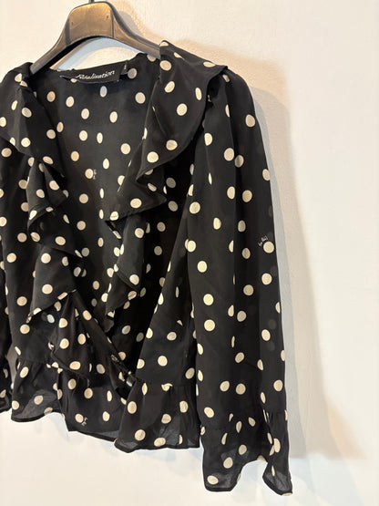 RÉALISATION. Top seda lunares ajustable en negro. T XS